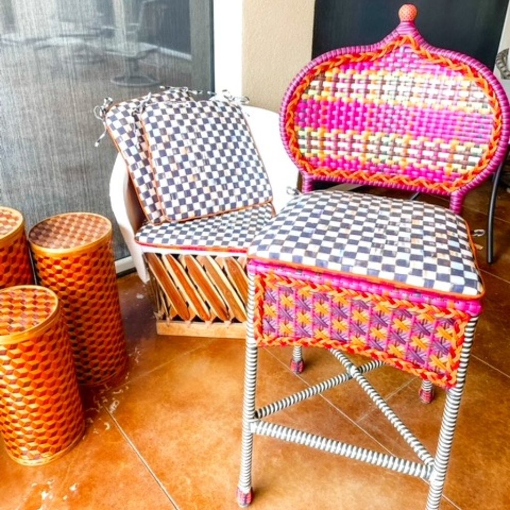 Mackenzie-Childs Courtly check seat cushion, set of 4